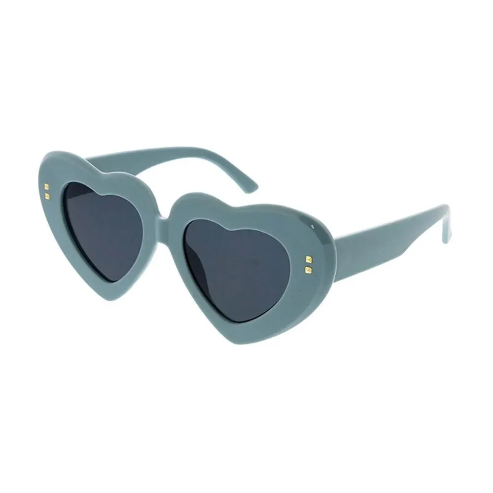 Romantic Flair Women's Statement Sunglasses Blue Large Thick Heart Design